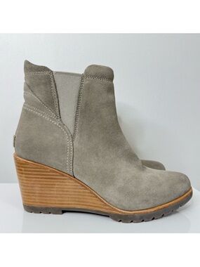 Sorel Gray Suede Leather After Hours Chelsea Wedge Boot Bootie Women’s Size 9.5
